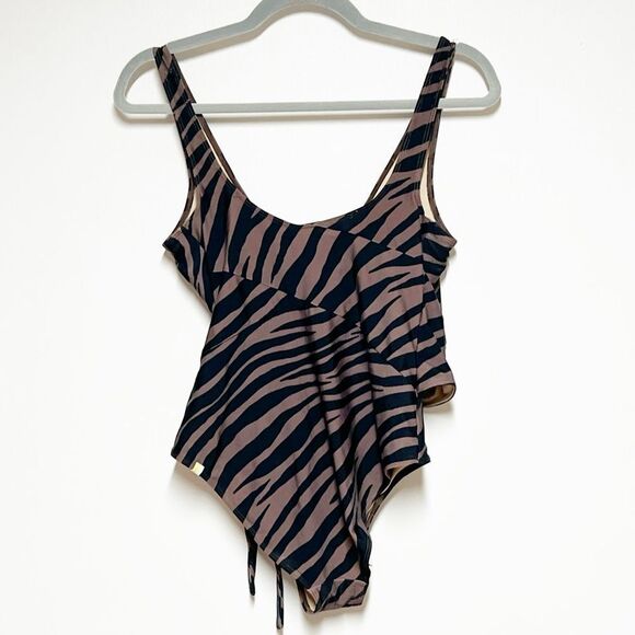 Summersalt Swimsuit The Tie Waist Backflip - Modern Zebra in Chocolate Sz 8 - Picture 5 of 8